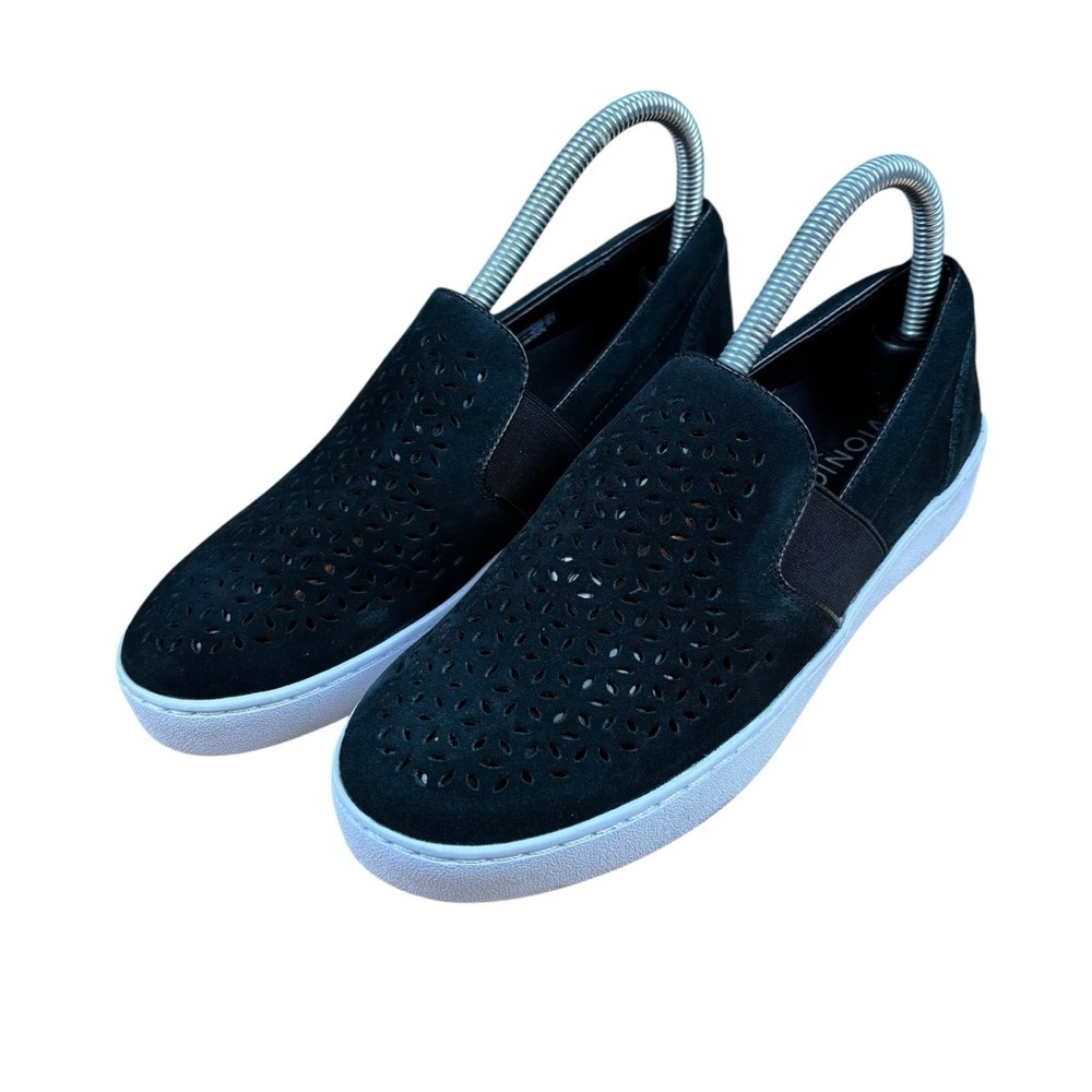 EUC Vionic Women’s Kani Black Suede Upper/Twill footbed Slip-On Flats Sz 7.5